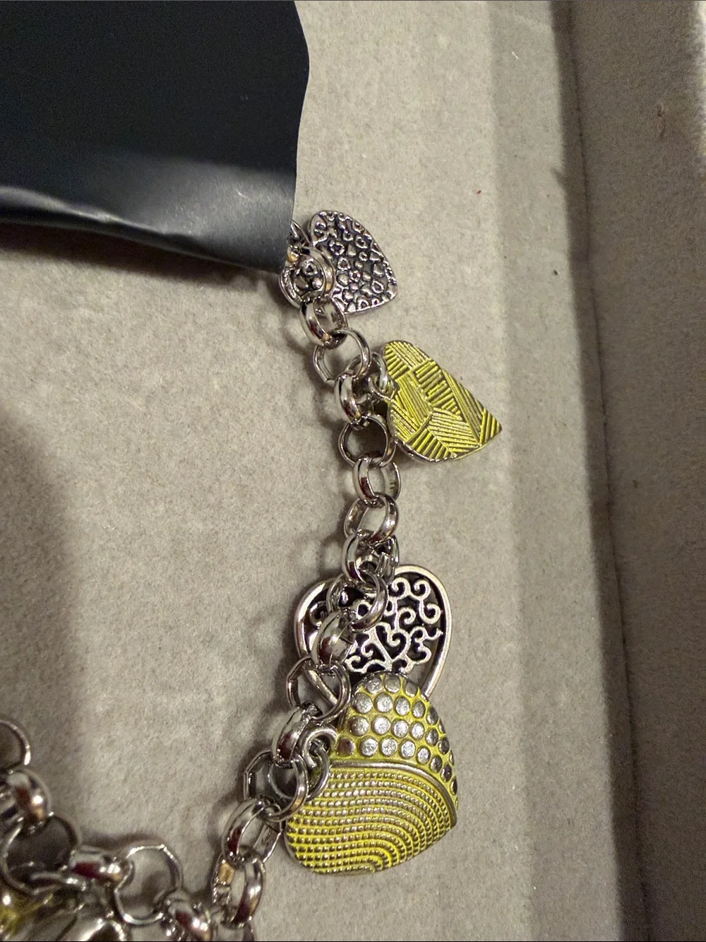 paparazzi Yellow and Silver Heart Charm Bracelet
